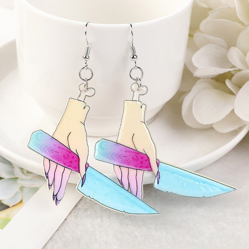 Women’s knife in hand earrings