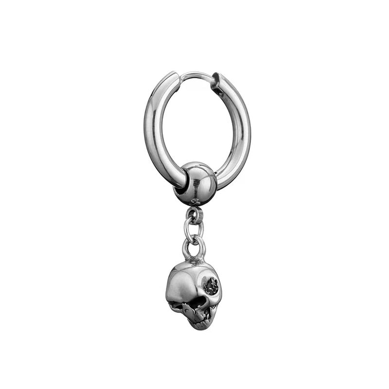 Men’s hanging skull earring