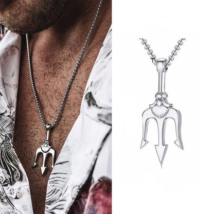 Men silver triton necklace