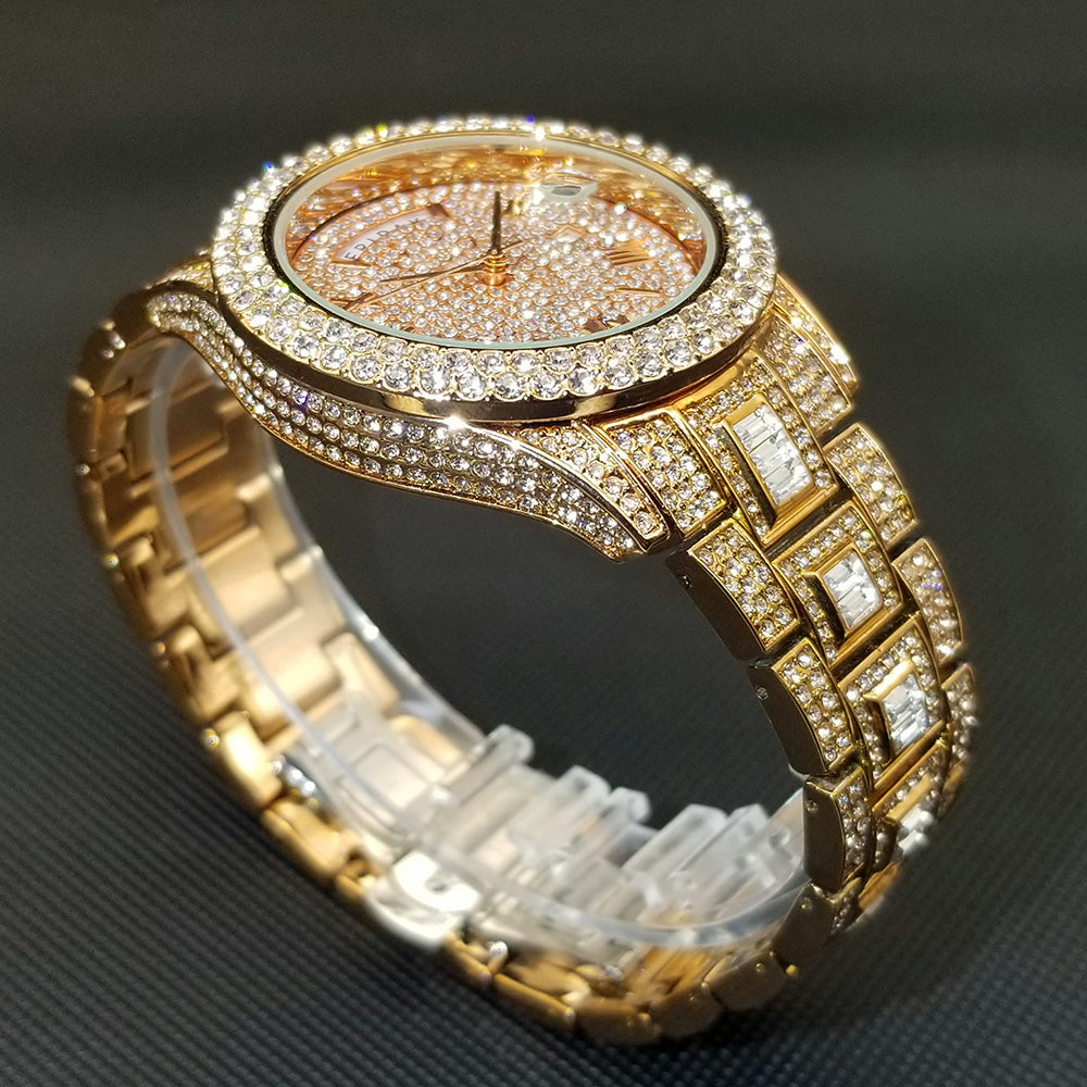 Diamond Studded Men’s Rose Gold Watch