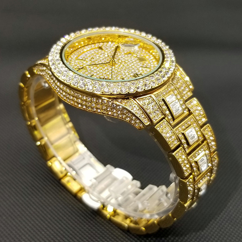 Diamond Studded Men’s Gold Watch