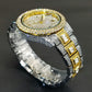 Diamond Studded Men’s Gold and Silver Watch