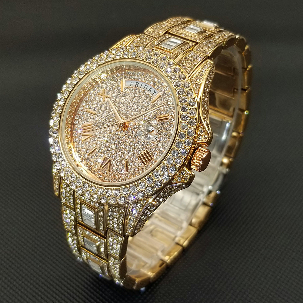 Diamond Studded Men’s Rose Gold Watch