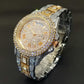 Diamond Studded Men’s Rose Gold and Silver Watch