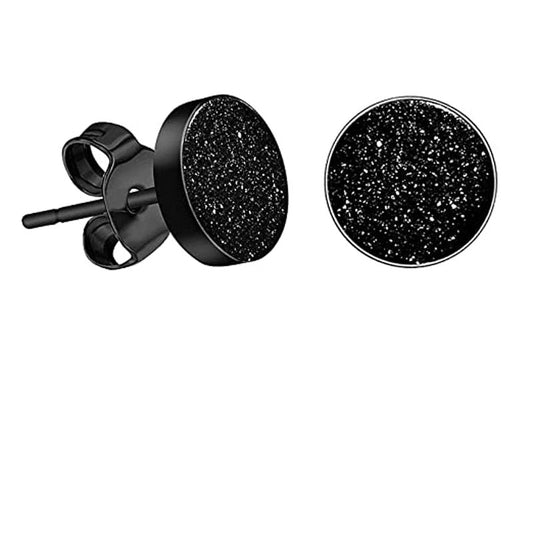 Men’s black sparkling stud earrings