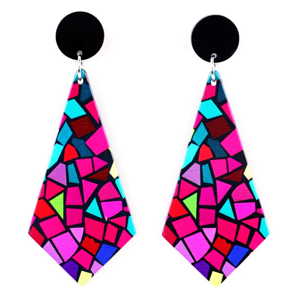 Pink stained glass earrings