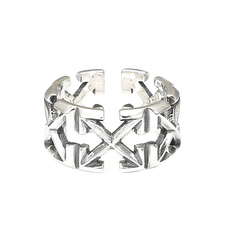 Men’s silver arrows cuff ring