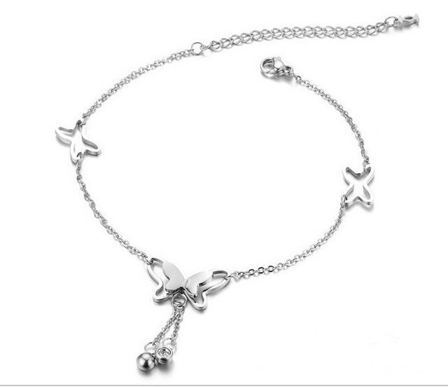 Women’s silver butterfly anklet