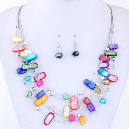 Women’s colorful stone necklace set