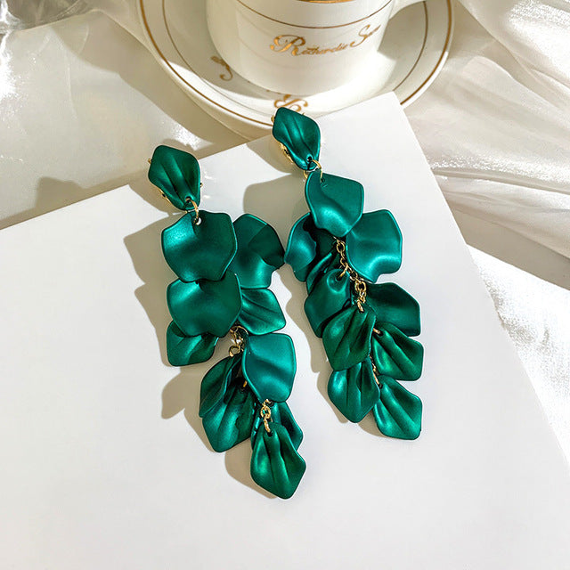 Emerald Petal Earrings