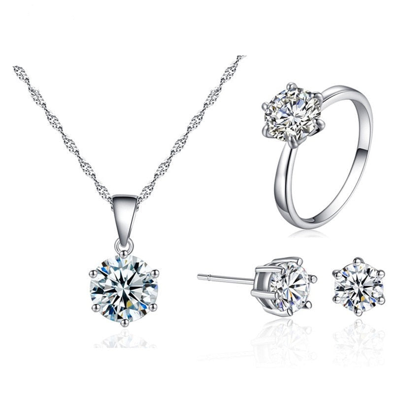 Diamond necklace, ring and earring set