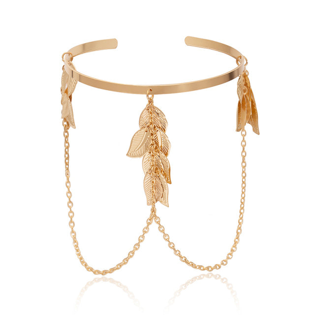 Women’s gold leaves arm cuff