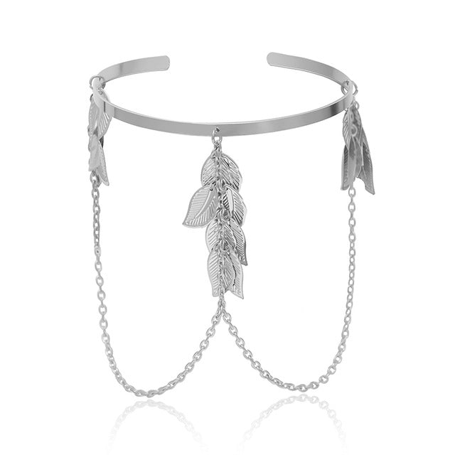 Women’s silver leaves arm cuff