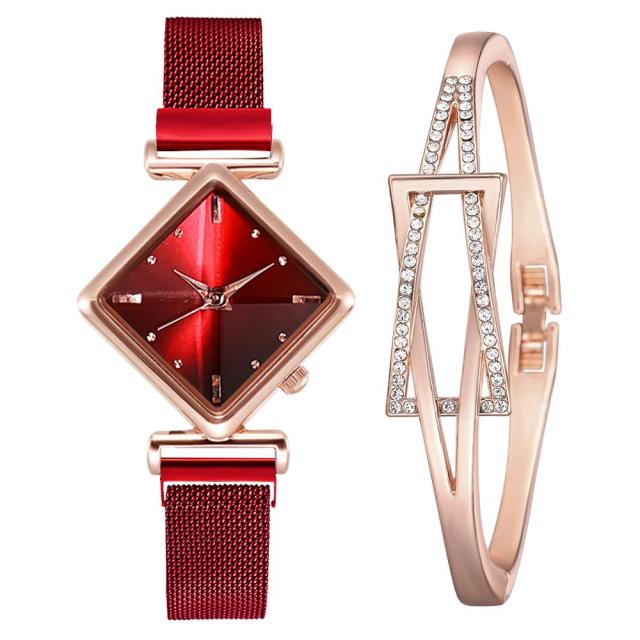 Women’s red watch and bracelet set