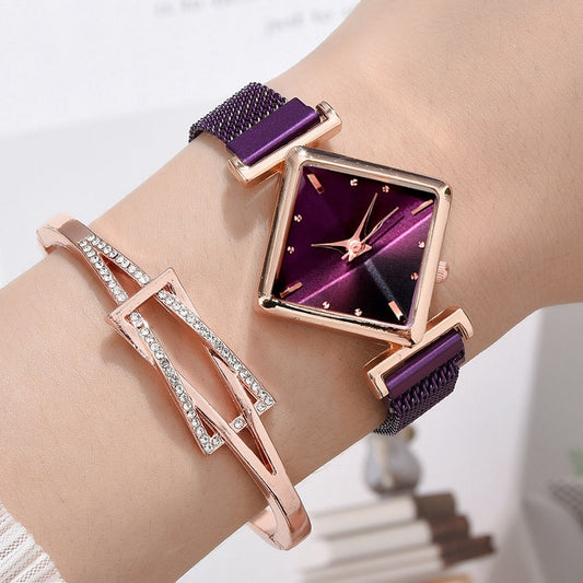 Women’s purple watch and bracelet set