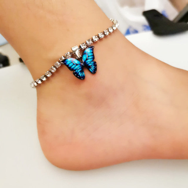 Women’s blue butterfly anklet