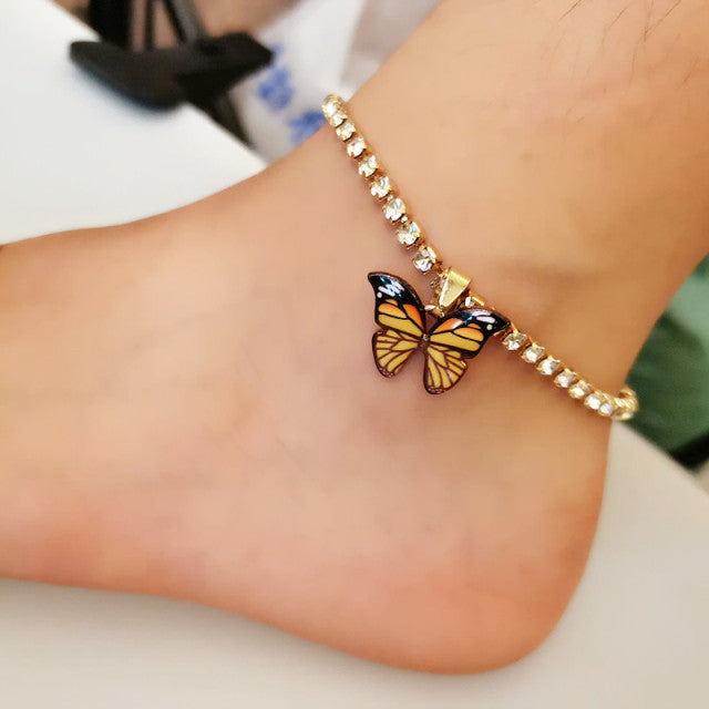 Women’s yellow butterfly anklet