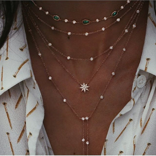 Women’s multilayered star necklace