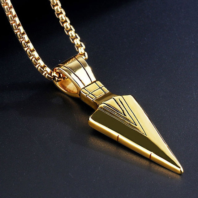 Men’s gold arrowhead necklace