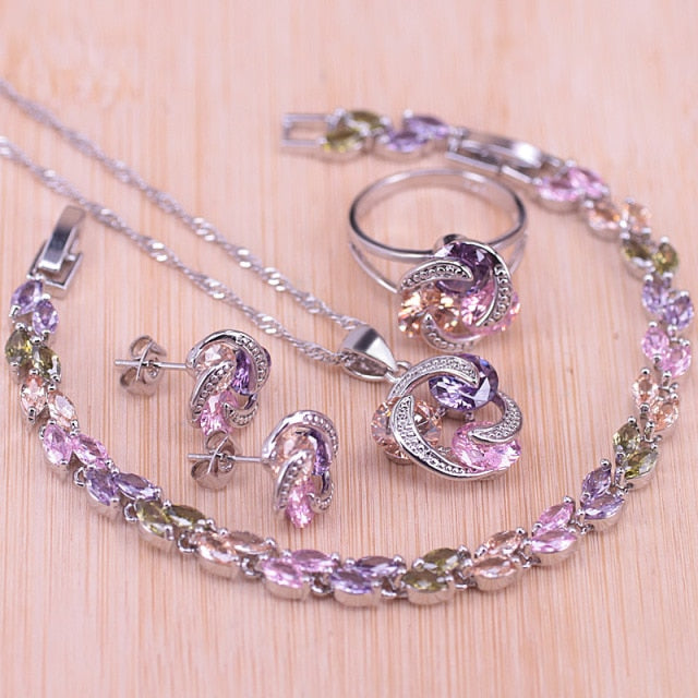 Women’s colorful diamond necklace set