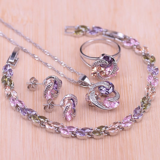 Women’s colorful diamond necklace set