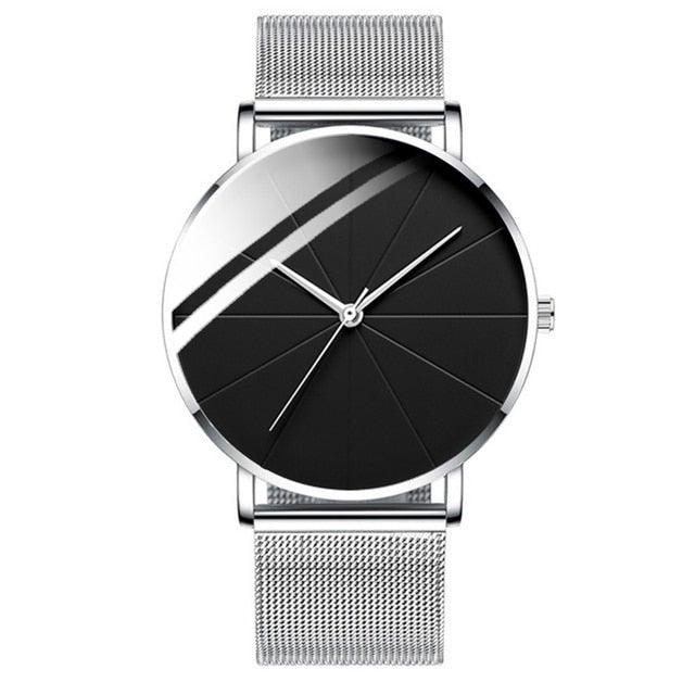 Men’s silver and black watch