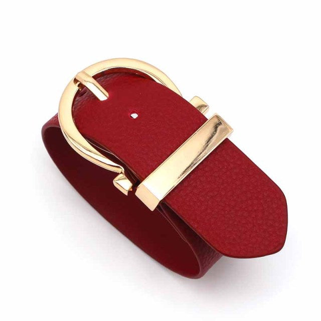 Women’s red leather belt bracelet