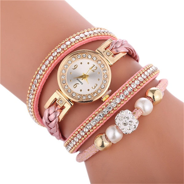 Women’s pink watch and bracelet set