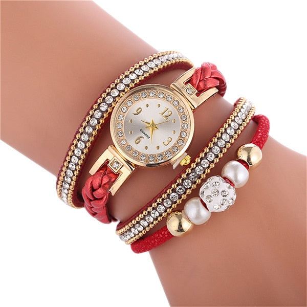 Women’s red watch and bracelet set