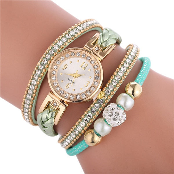 Women’s light green watch and bracelet set