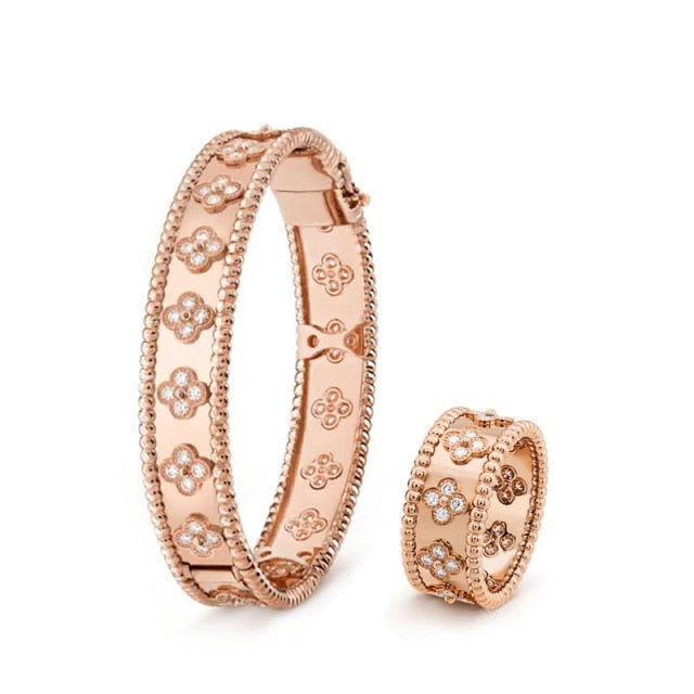 Women’s rose gold bracelet and ring set