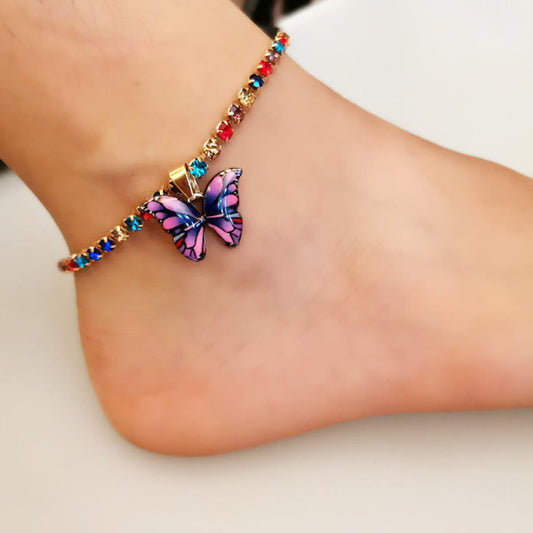 Women’s colorful butterfly anklet