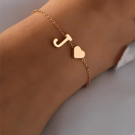 Initial and heart bracelet