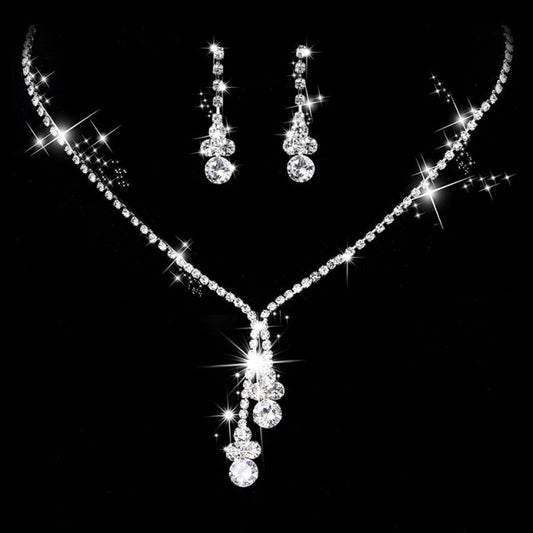 Women’s silver diamond necklace and earrings set 