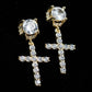 Men’s diamond gold cross earrings