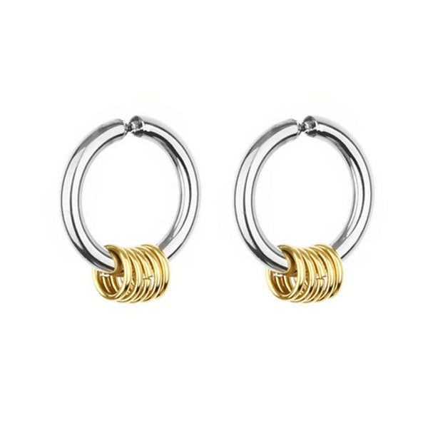 Men’s silver and gold hoop earrings