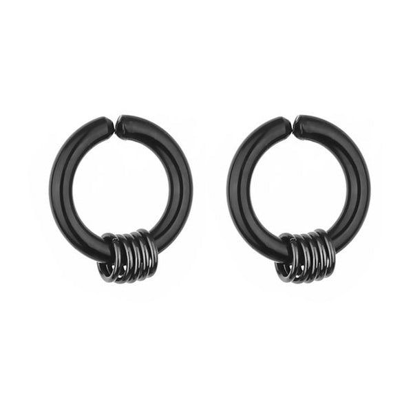 Men’s black hoop earrings 