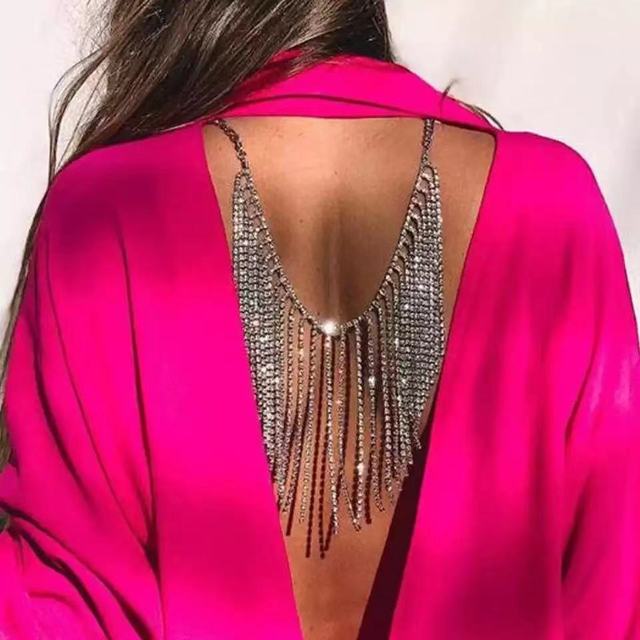 Women’s silver tassel back body jewelry