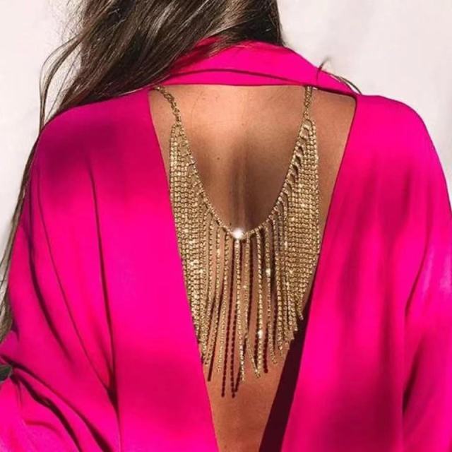 Women’s gold tassel back body jewelry